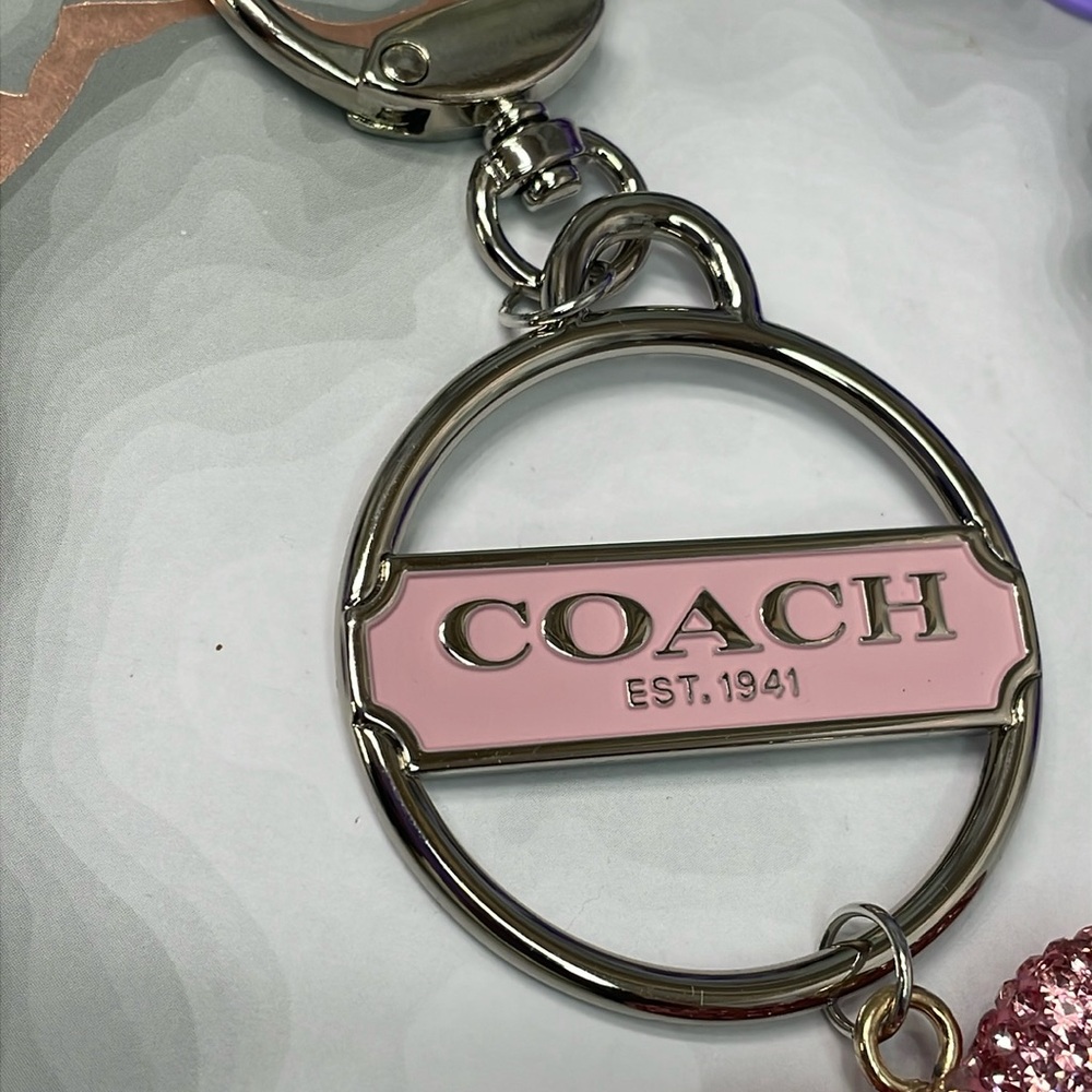 🎉 HOST PIC🎉 Authentic Coach Silver & Pink Medallion with Crystal Heart Charm - Picture 5 of 8